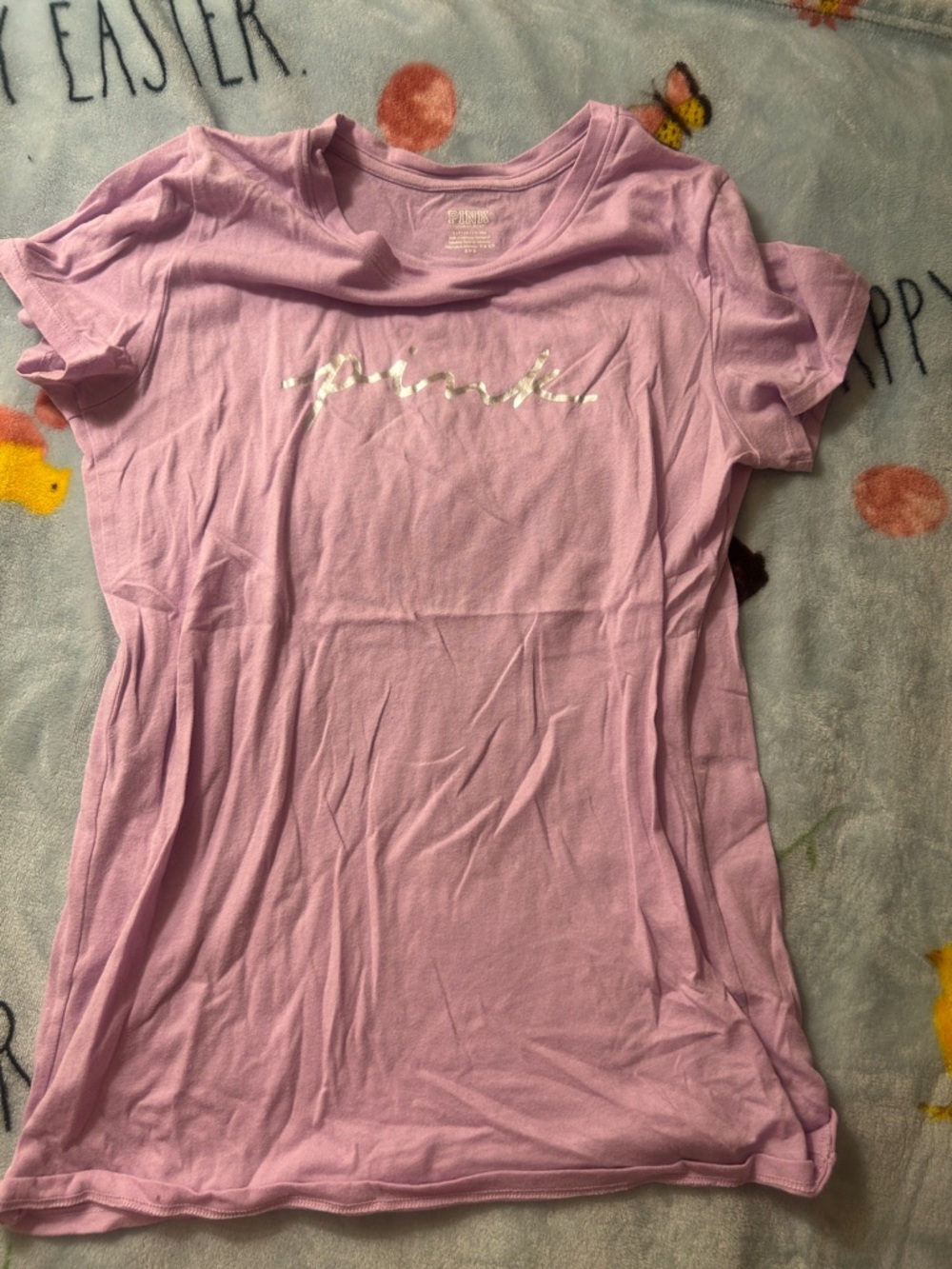 PINK Victoria's Secret Lavender Short-Sleeve Tee with Script Logo